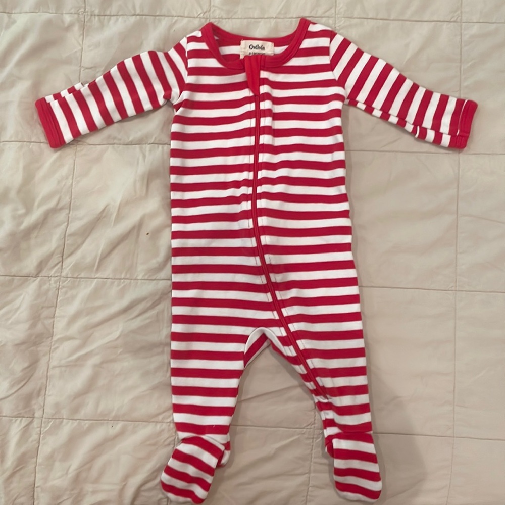 Holiday / Christmas zip up footies 100% organic cotton by Owlivia 0-3 Months